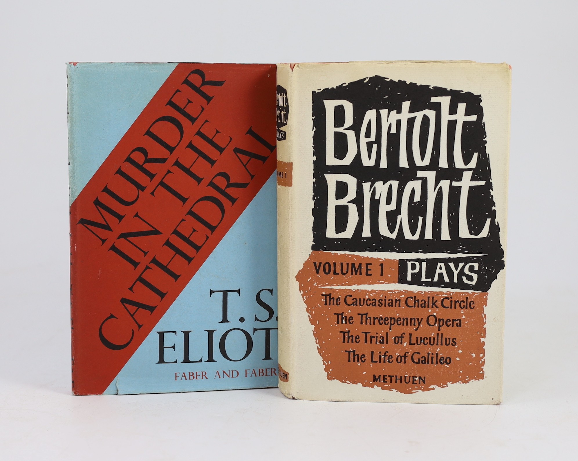 Brecht, Bertolt - Plays, vol. 1, 8vo, cloth with unclipped d/j, Glasgow, 1965 and Eliot, T.S - Murder in the Cathedral, 4th edition, 8vo, cloth with unclipped d/j, Faber and Faber, London, 1950 (2)